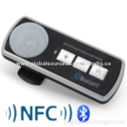 Bluetooth Car Kit with Voice Reminder Power-on/Off by NFC (Optional), Up to 15-hour Talk Time